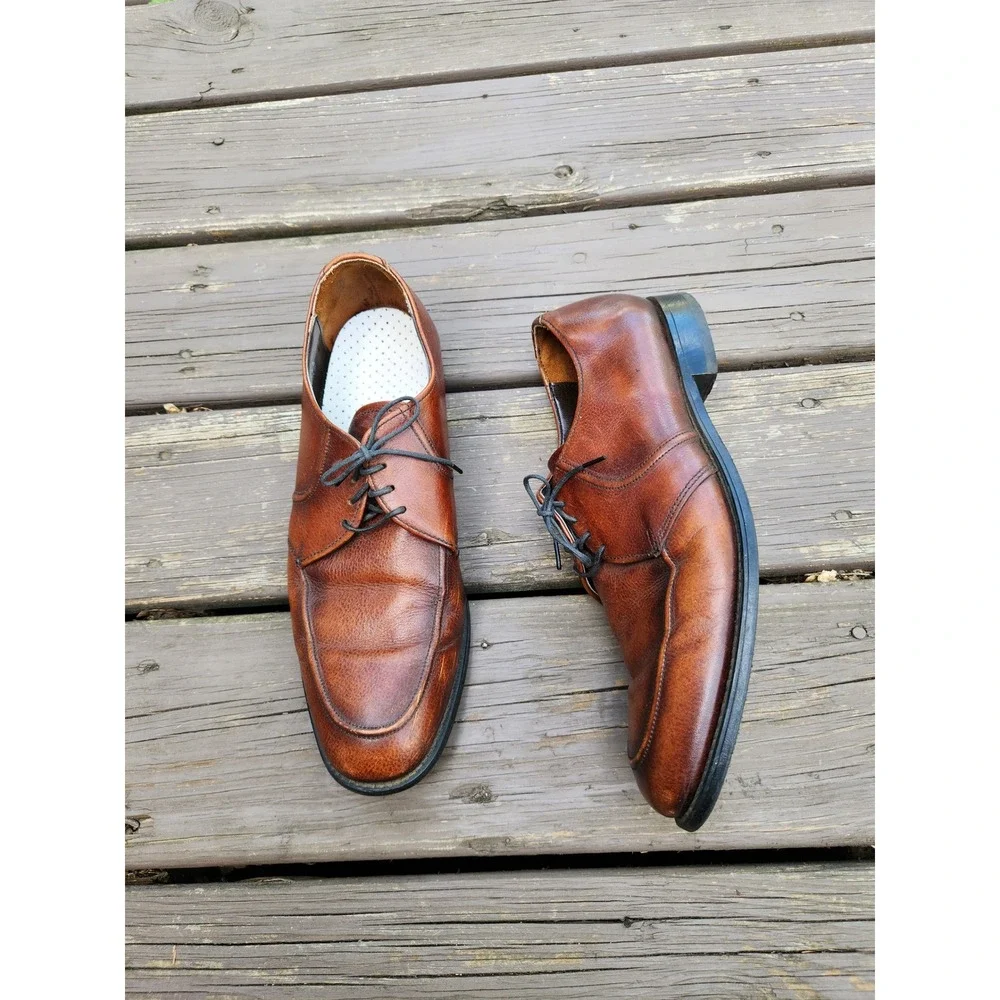 Union Made‎ Vintage Leather Derby Shoes Brown Moc Toe Biltrite Heel USA 10.5 D